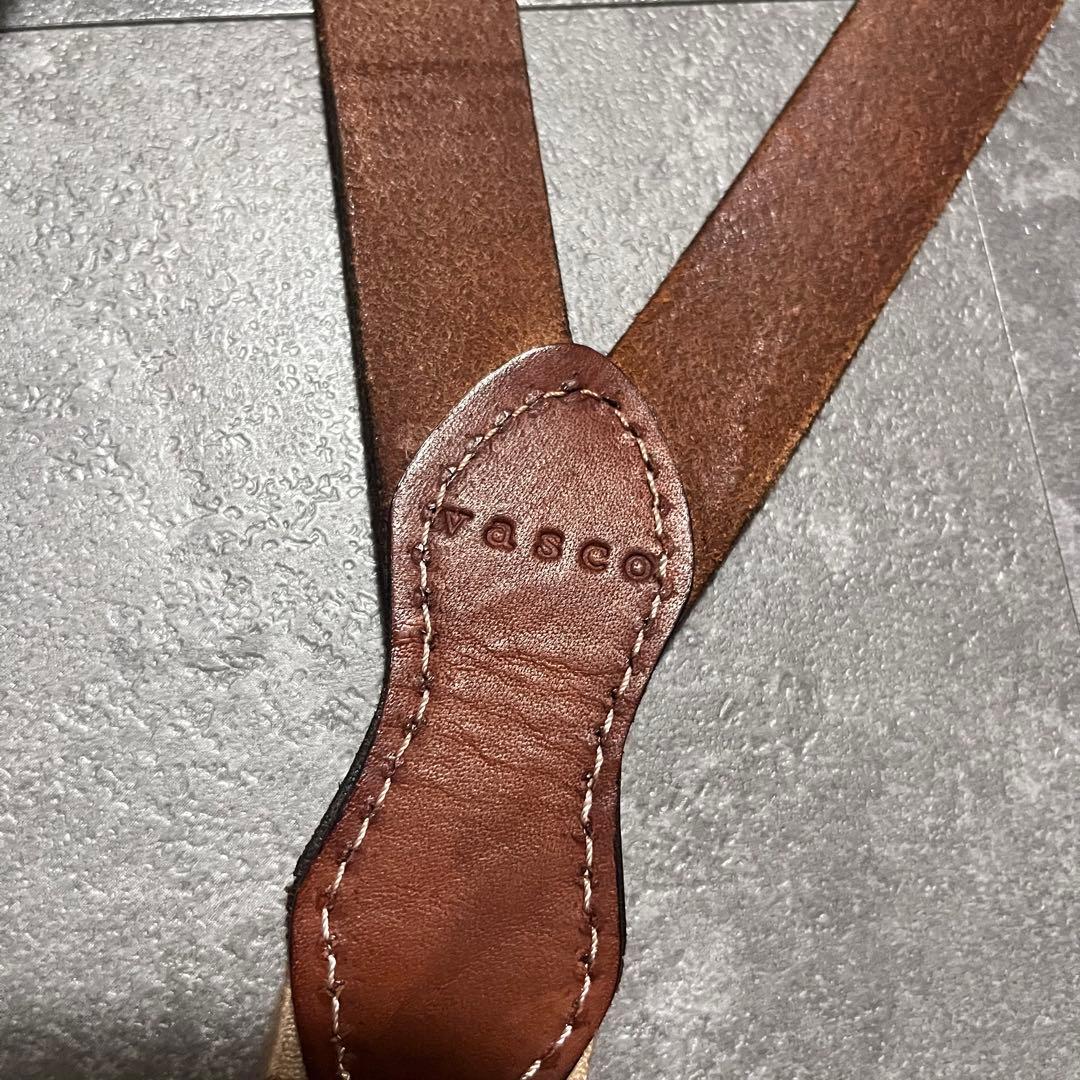 vasco ヴァスコ　サスペンダー　レザー　ブラウン　本革　金具　アメカジ　古着