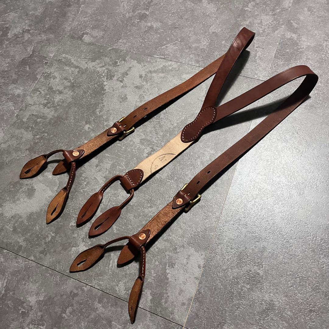 vasco ヴァスコ　サスペンダー　レザー　ブラウン　本革　金具　アメカジ　古着