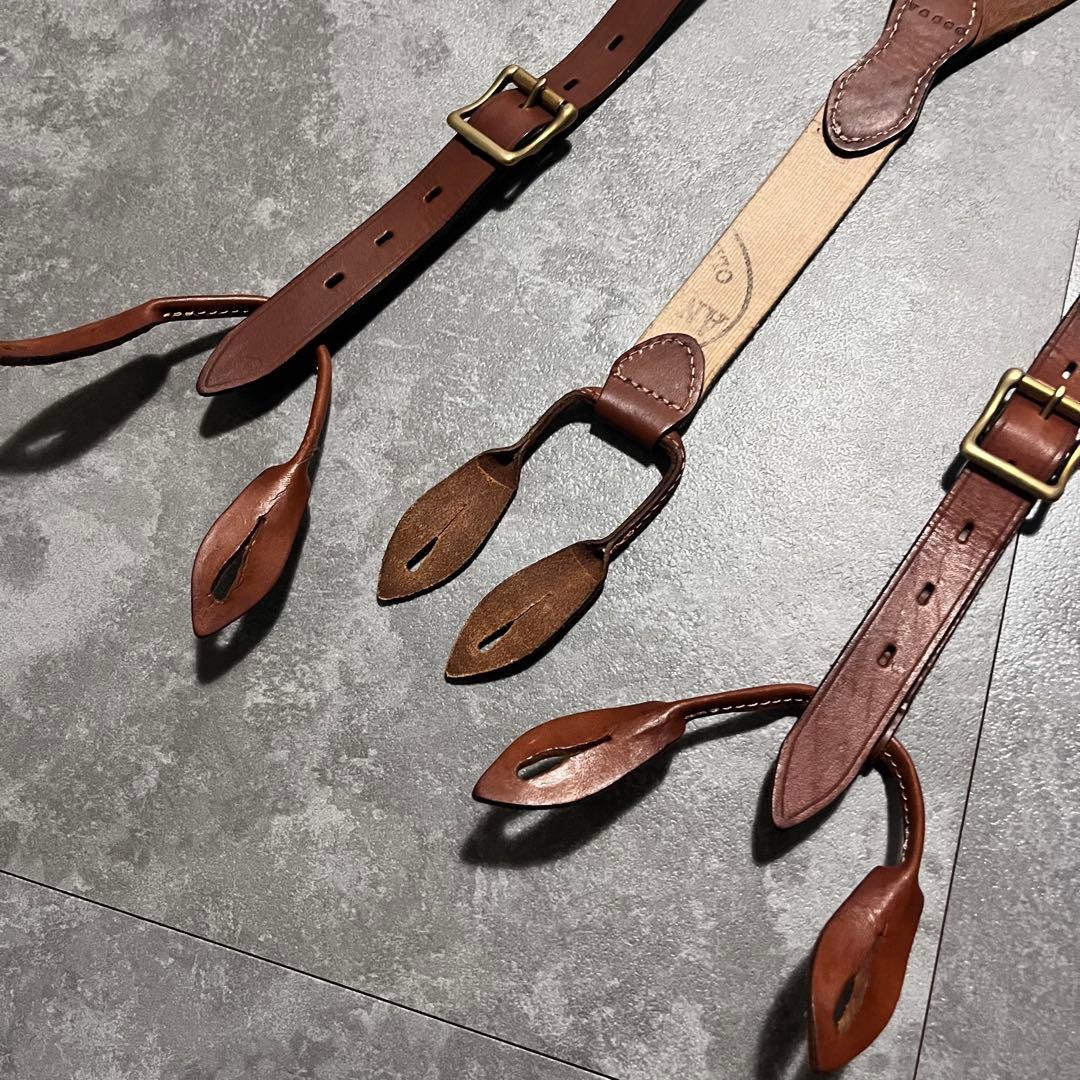 vasco ヴァスコ　サスペンダー　レザー　ブラウン　本革　金具　アメカジ　古着