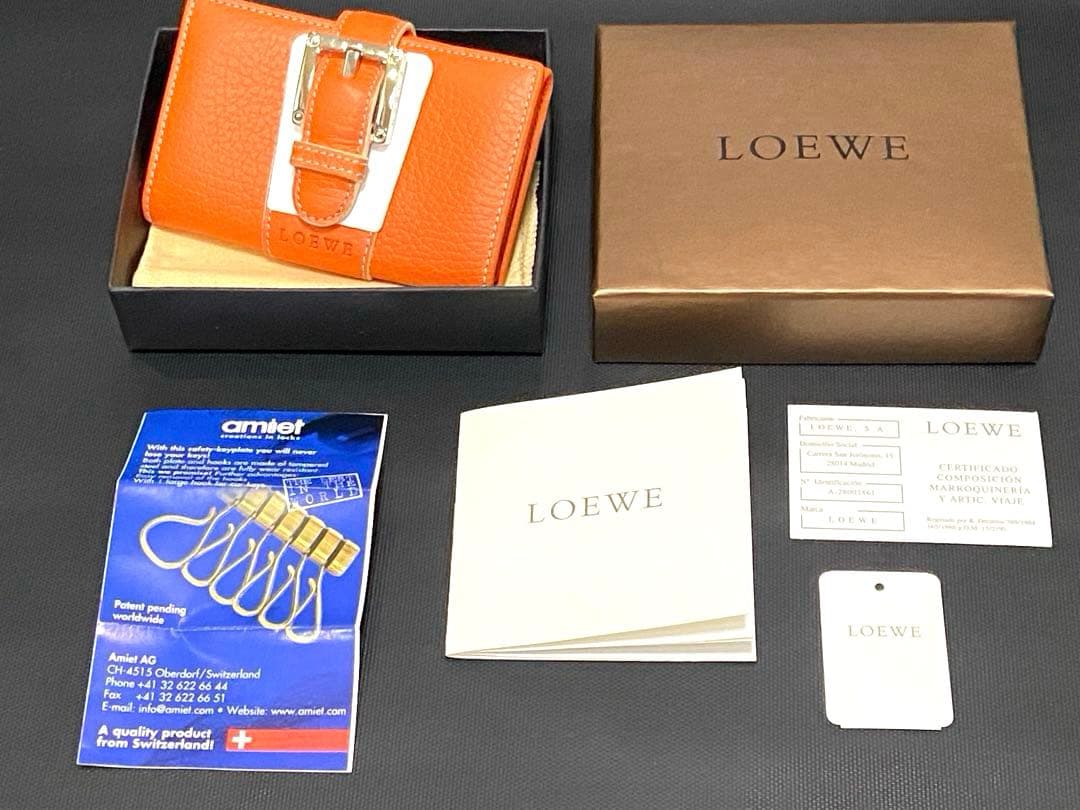 未使用 ロエベ アナグラム キーケース キーホルダー 鍵 6連 レザー 本革