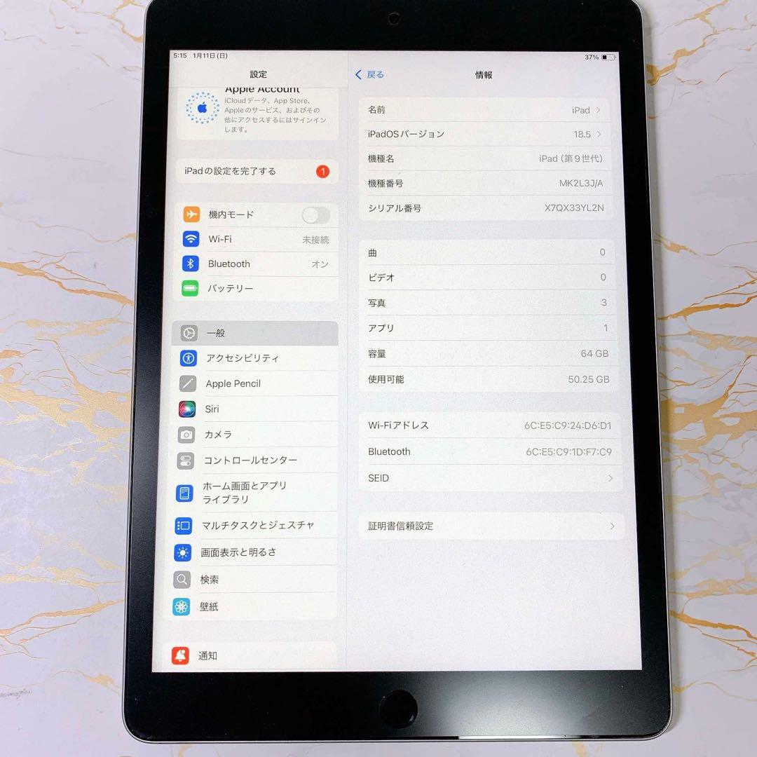 iPad 第9世代 64GB BT92%