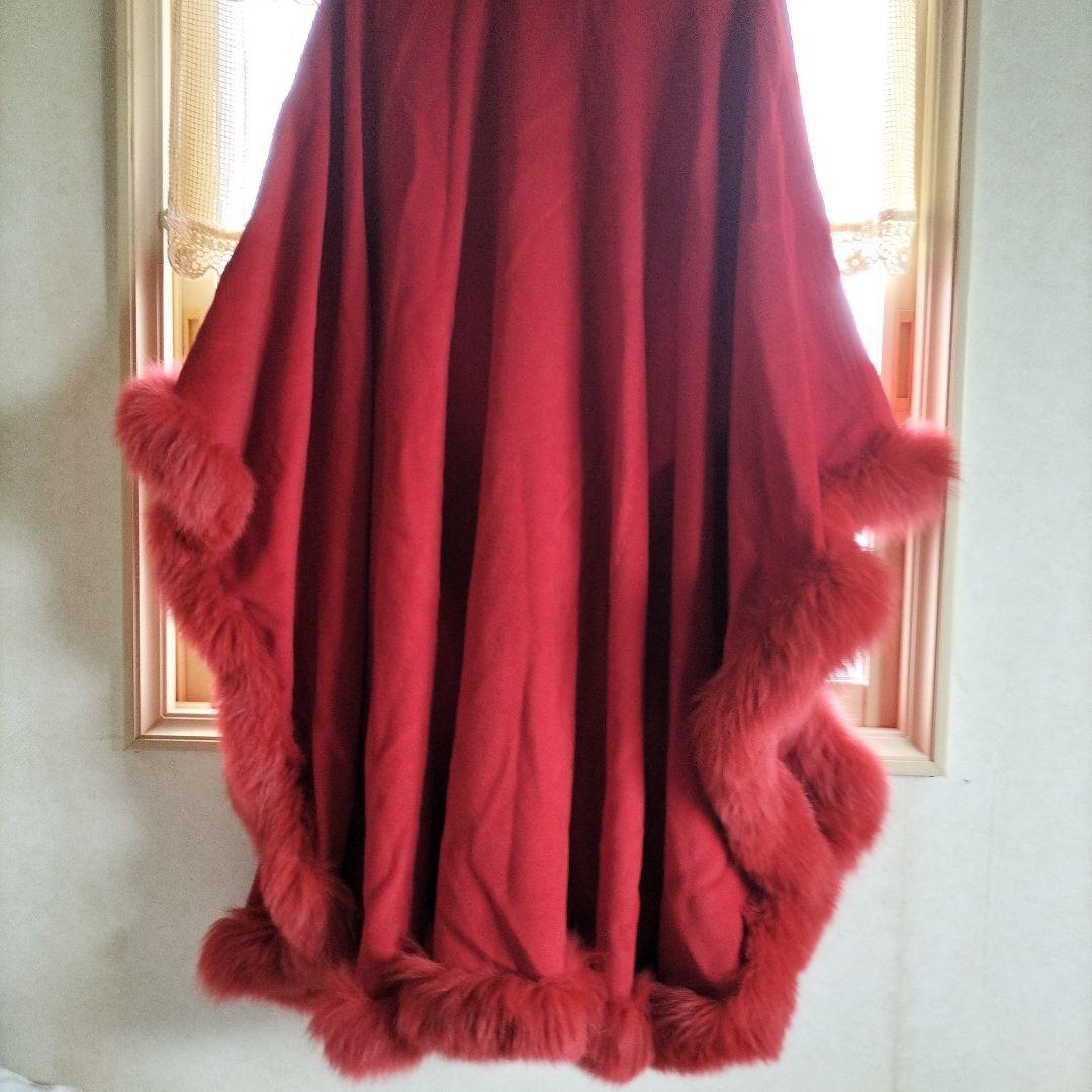 赤いカシミヤ　アンゴラ　ショールコート