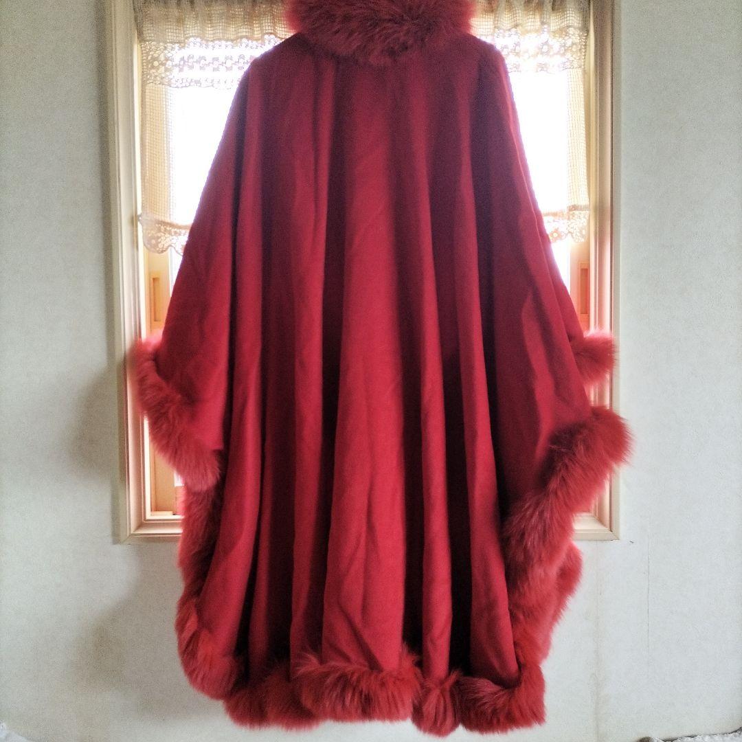 赤いカシミヤ　アンゴラ　ショールコート
