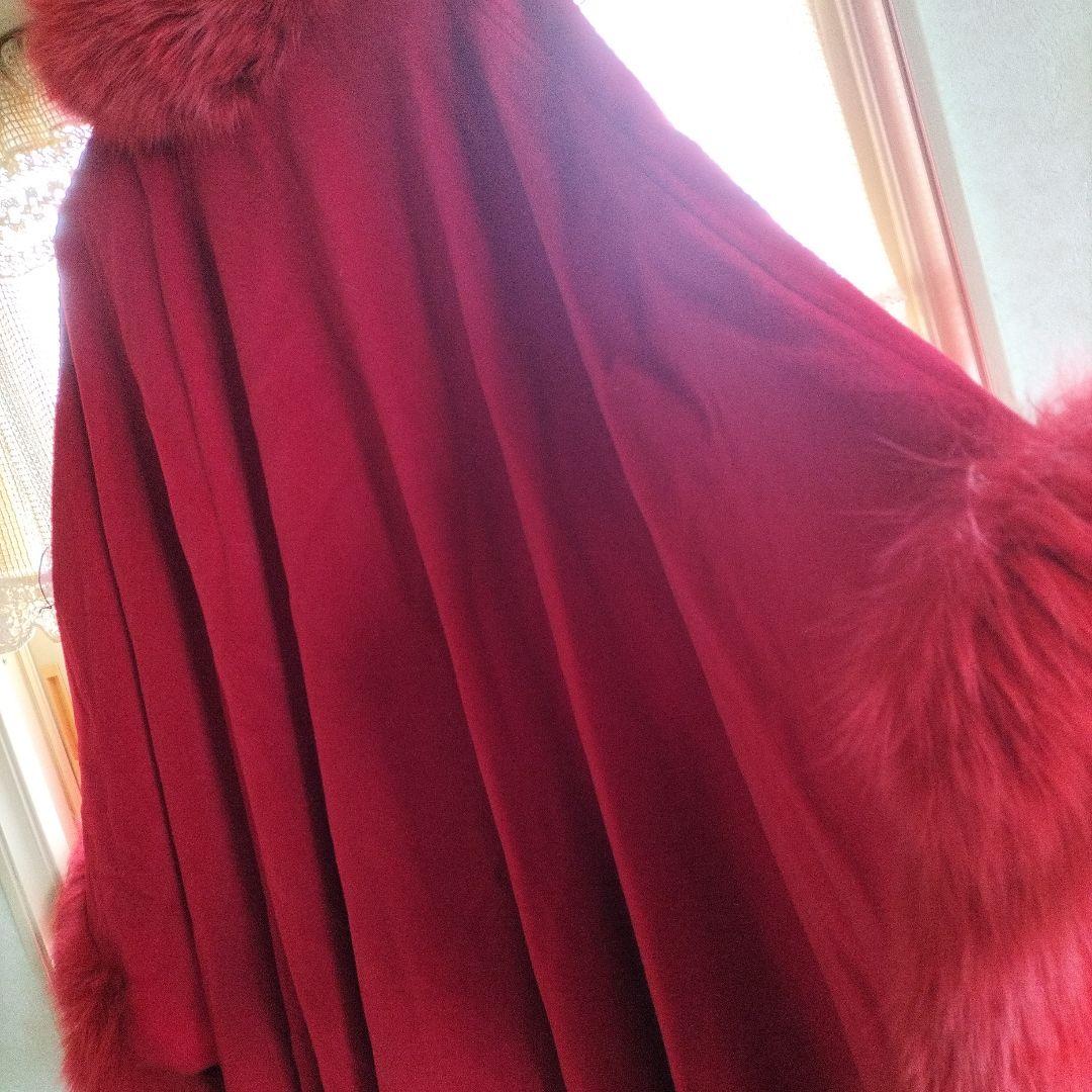 赤いカシミヤ　アンゴラ　ショールコート