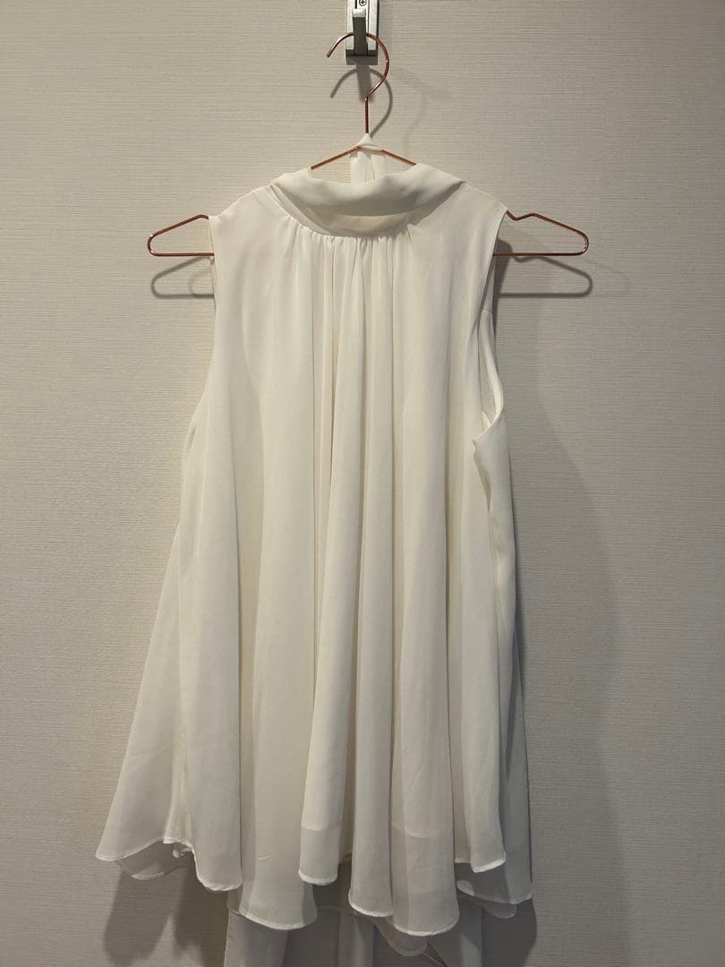 トップス maison celon chiffon tie blouse white