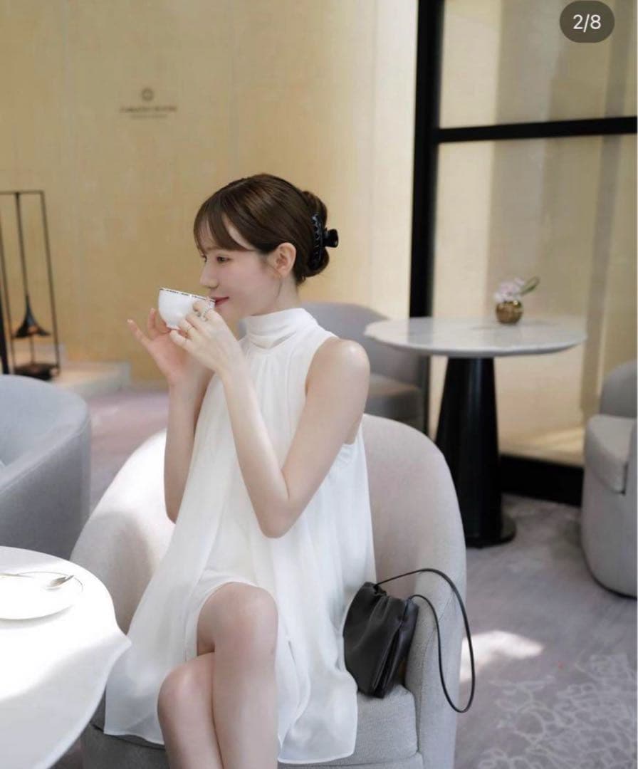 トップス maison celon chiffon tie blouse white