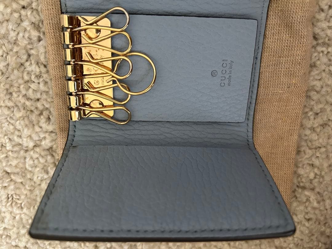 GUCCI グッチ GGマーモント レザー 6連 キーケース ブルー系