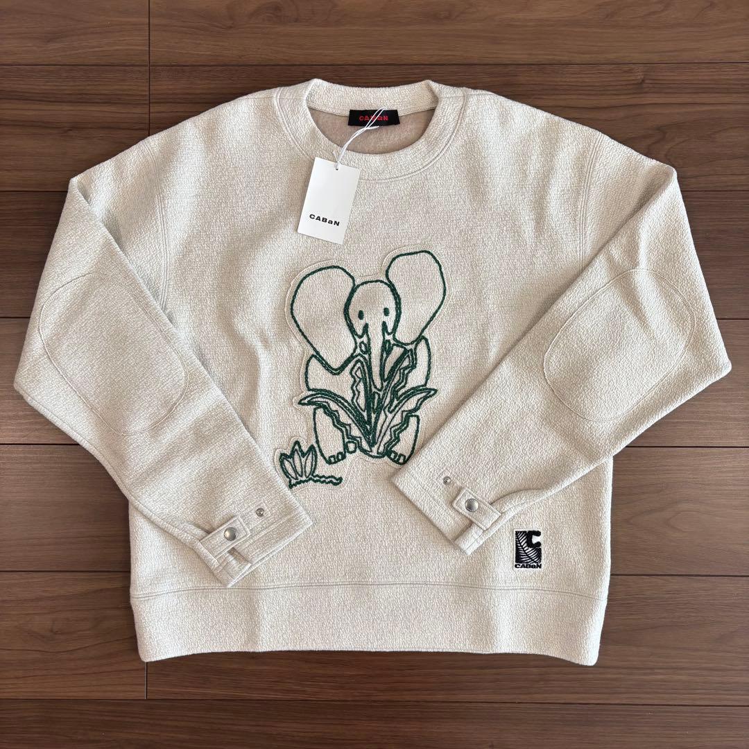 新品 CABaN ウールコットンダブルフェイス エンブロイダリープルオーバー