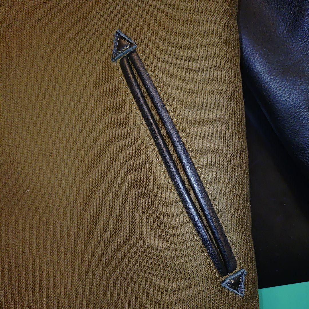 THE CRIMIE レザー切り替え　デッキジャケット　カーキ✕ブラックレザー