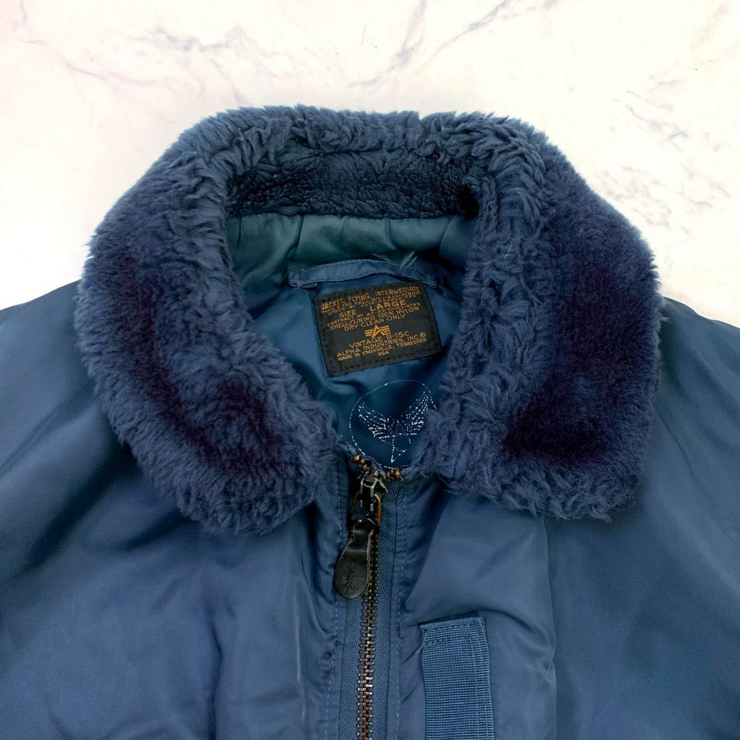 50s復刻★ USA製 ALPHA B-15C ネイビー L　E019