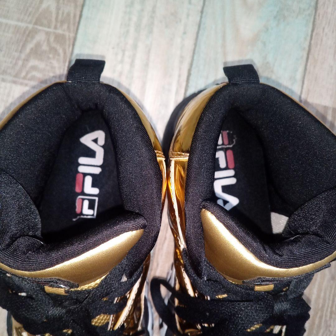 美品　FILA　24.5　ゴールドカラー　ハイカット　MB　フィラ　Y2K