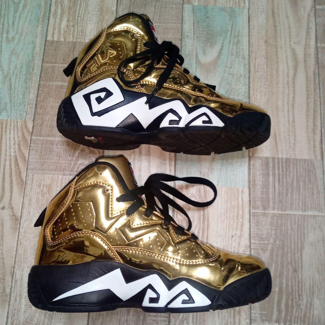 美品　FILA　24.5　ゴールドカラー　ハイカット　MB　フィラ　Y2K