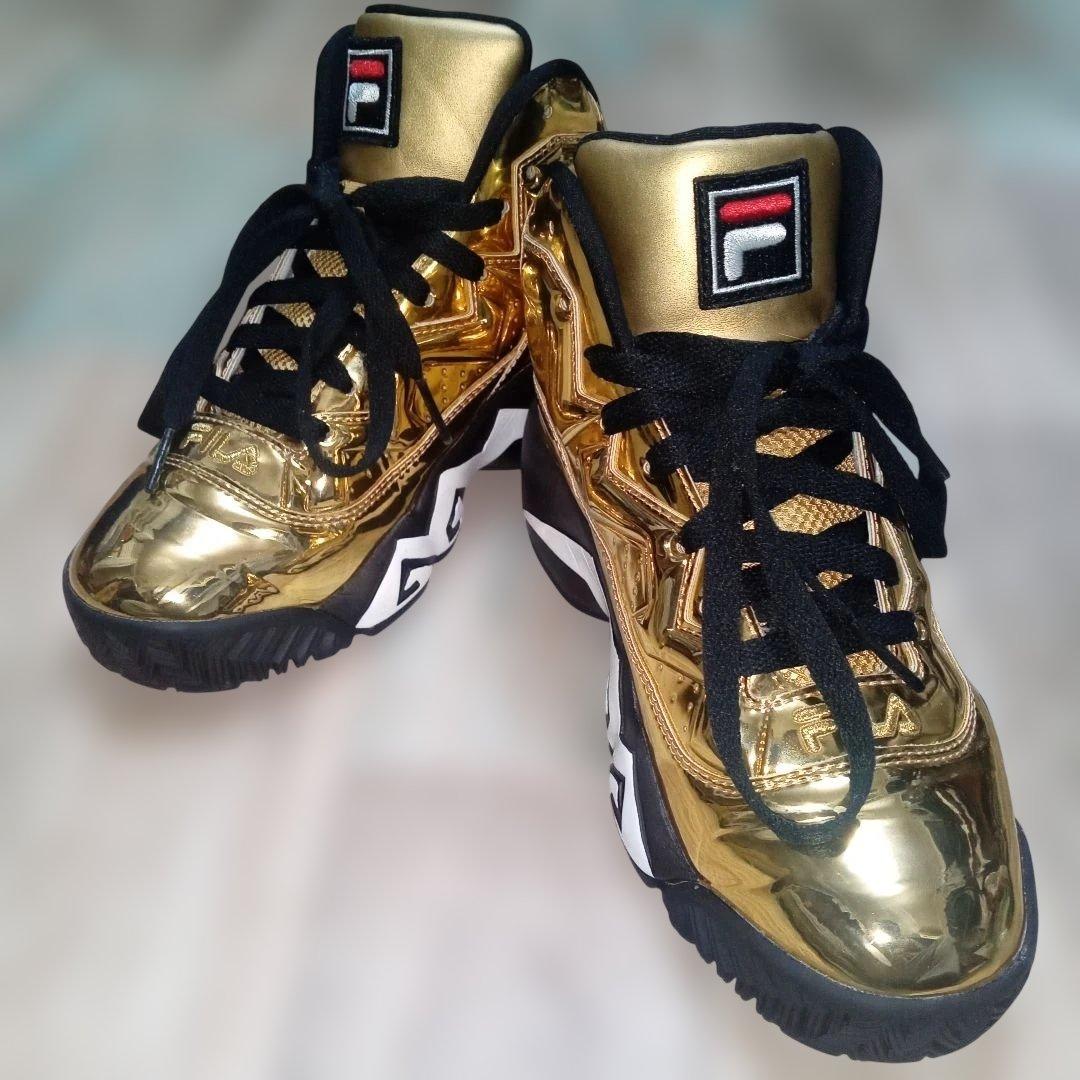 美品　FILA　24.5　ゴールドカラー　ハイカット　MB　フィラ　Y2K