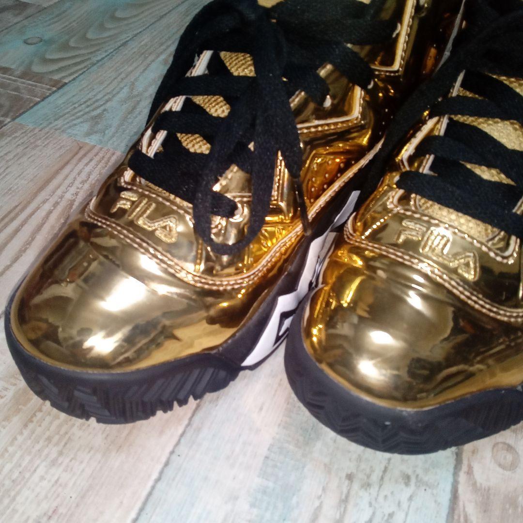 美品　FILA　24.5　ゴールドカラー　ハイカット　MB　フィラ　Y2K