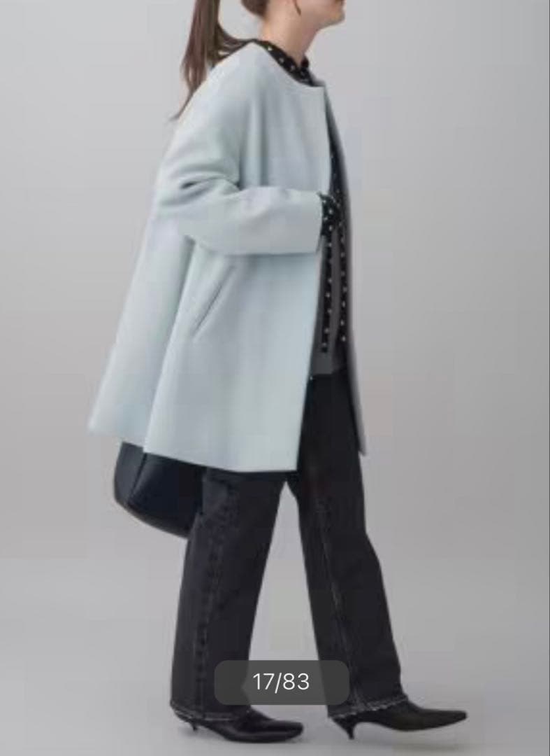 試着のみイエナ24aw シャルムビーバーAラインコート サックスブルー