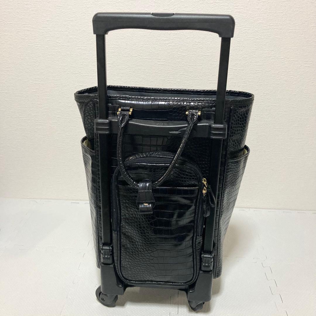 【未使用】SWANY キャリーバッグ 黒 クロコ型押し 4輪