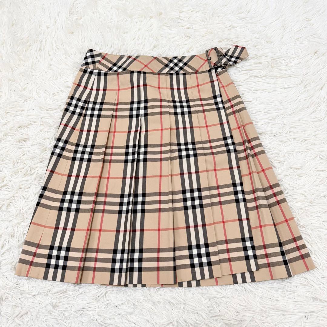 極美品 BURBERRY プリーツスカート ノバチェック ベルト 上品