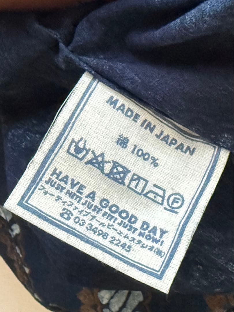 45R バティックプリントのシャーリング馬ドレス　インディゴ