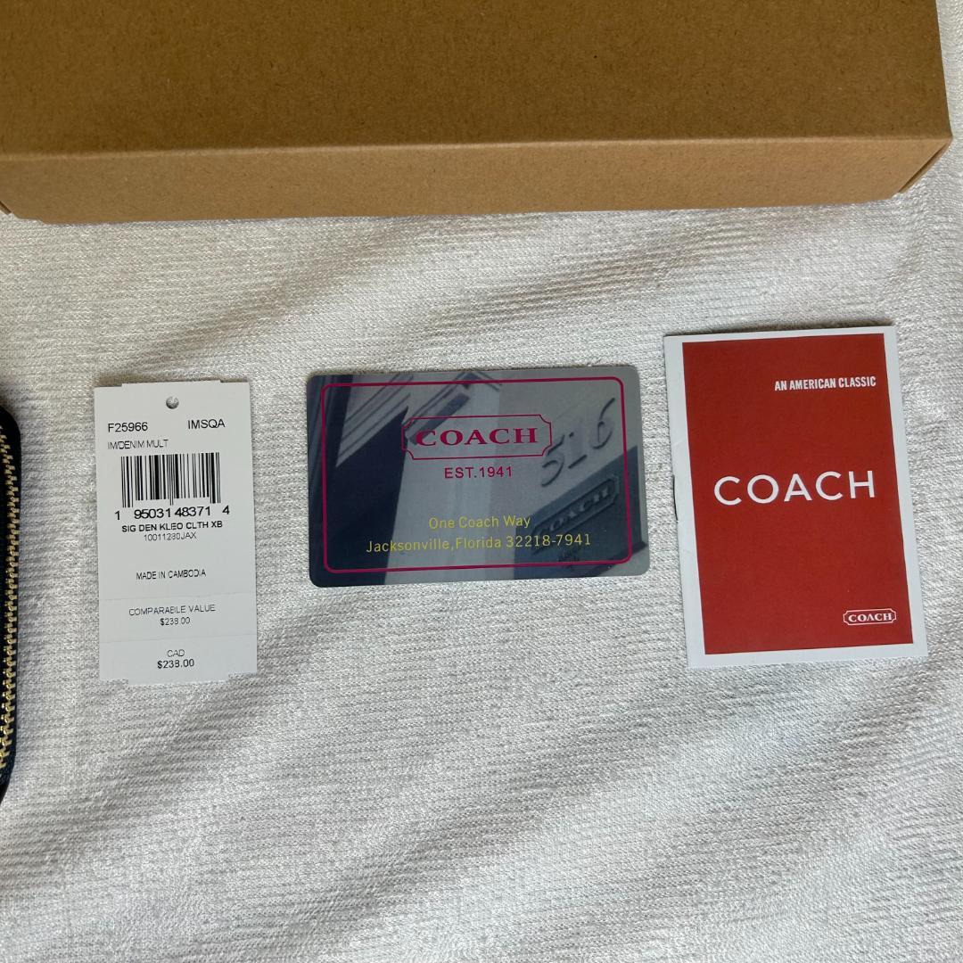 【新品 未使用品】 COACH コーチ 長財布 チェック柄 ネイビー ホワイト