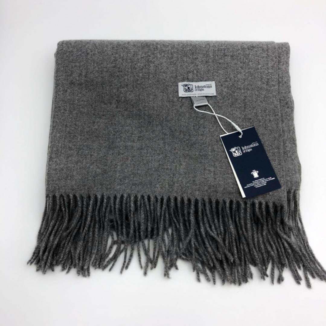 ジョンストンズ　大判　マフラー　スカーフ　グレー