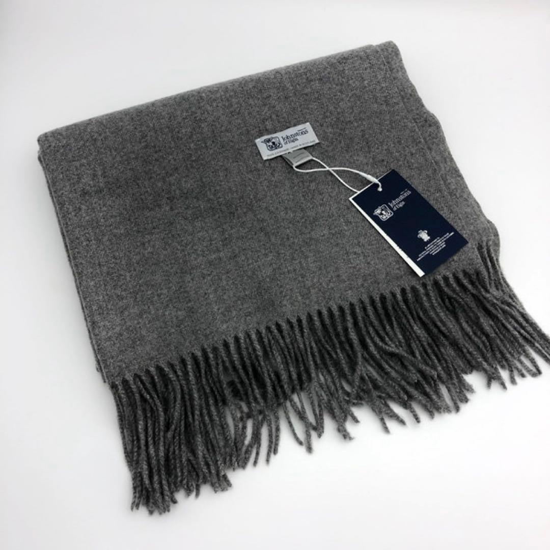 ジョンストンズ　大判　マフラー　スカーフ　グレー