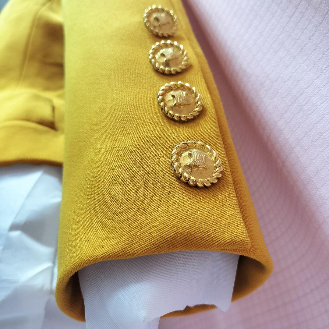 フランス製 Vintage CELINE 金ボタンショート丈 ジャケット　黄色