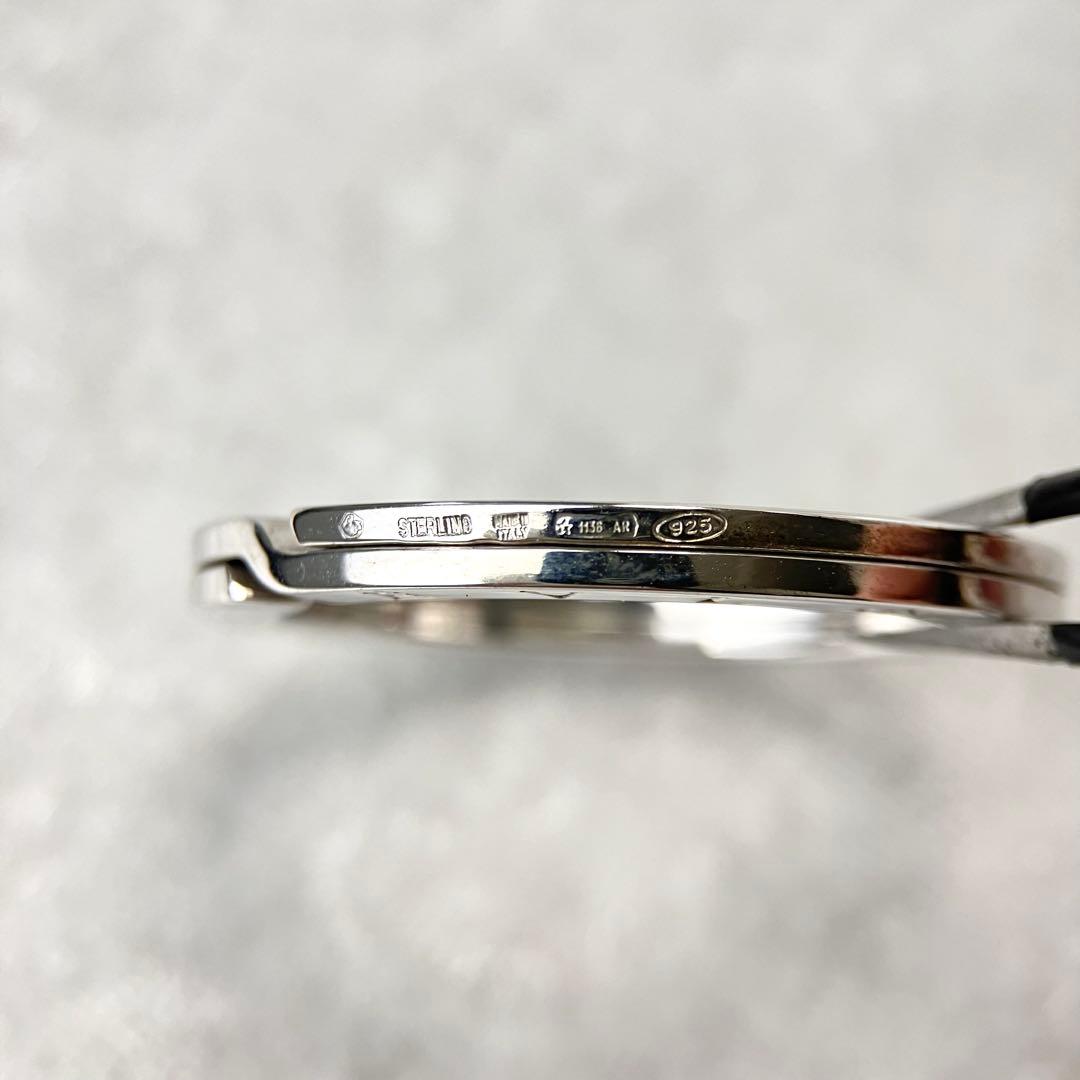 美品 ブルガリ ビーゼロワン リングロゴ レザー紐 チョーカー シルバー925