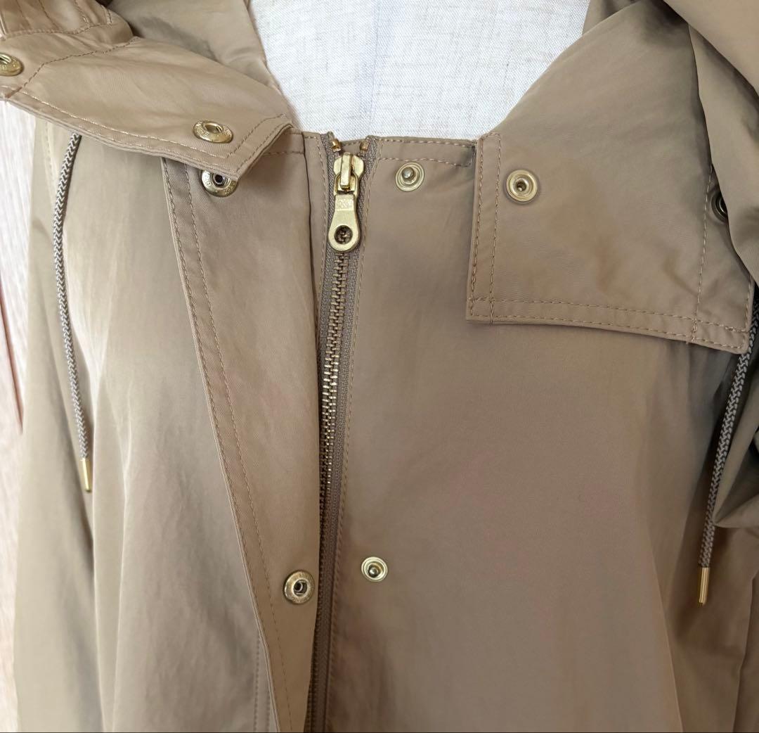 【美品】セシカブルー　ベージュフードコートサイズ38