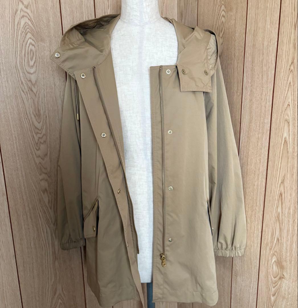 【美品】セシカブルー　ベージュフードコートサイズ38