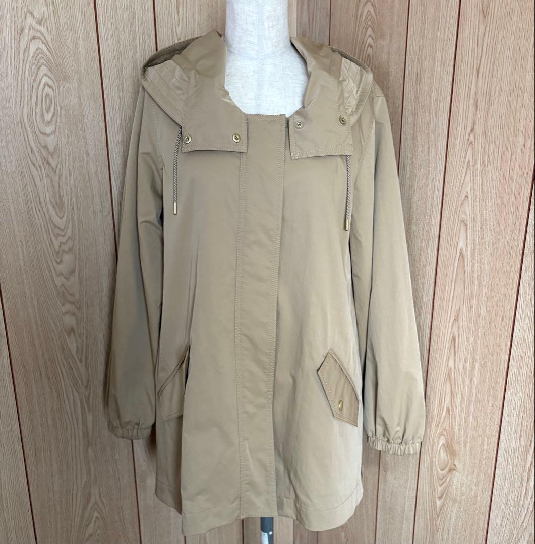 【美品】セシカブルー　ベージュフードコートサイズ38