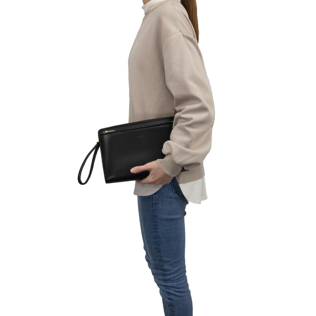 本物 バレンシアガ クラッチバッグ メンズ 黒 ブラック BBロゴ マーク 本革