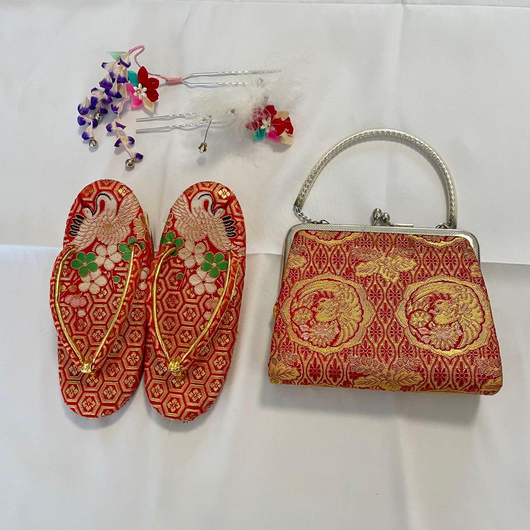 七五三3歳 女の子 子供 着物 正絹 被布 セット