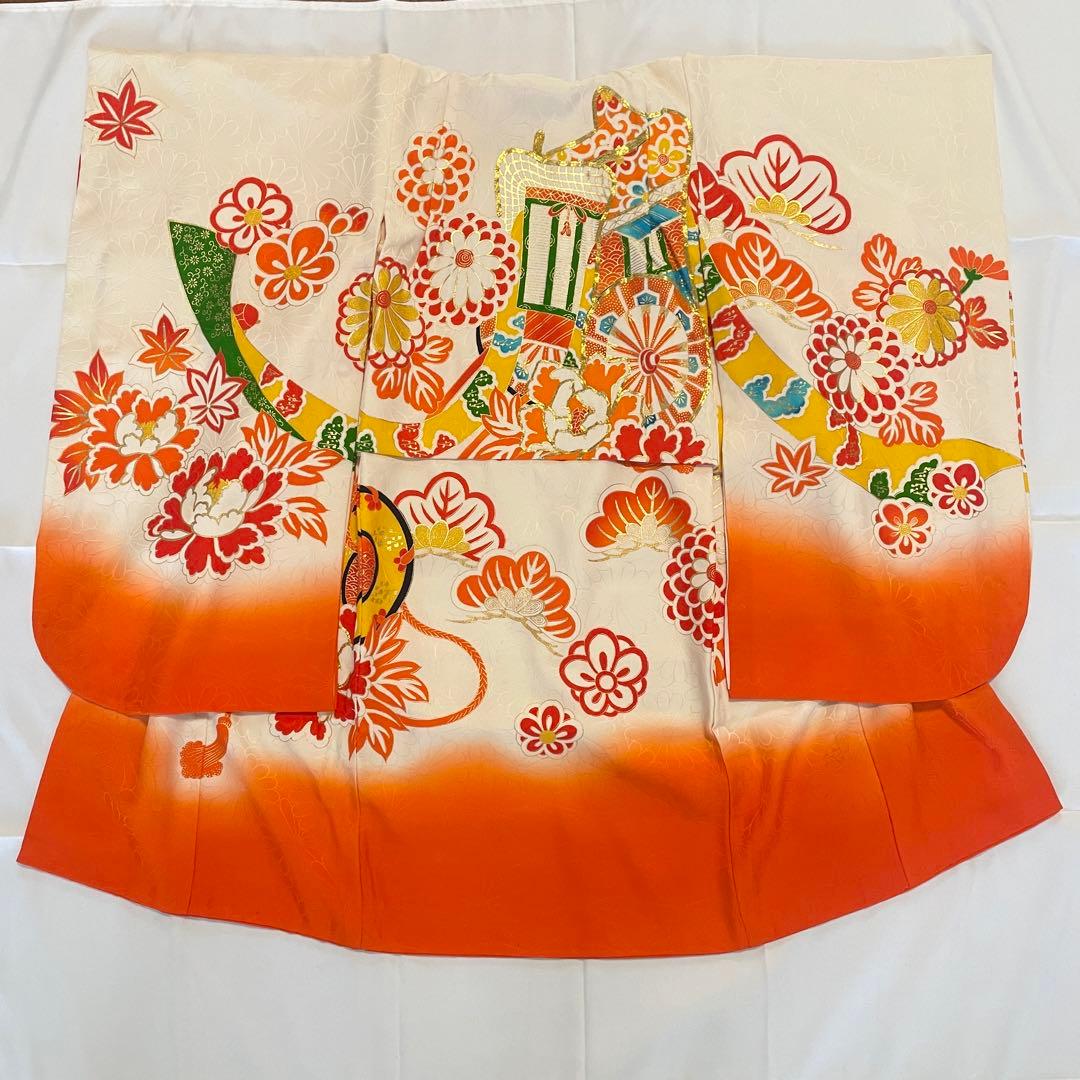 七五三3歳 女の子 子供 着物 正絹 被布 セット