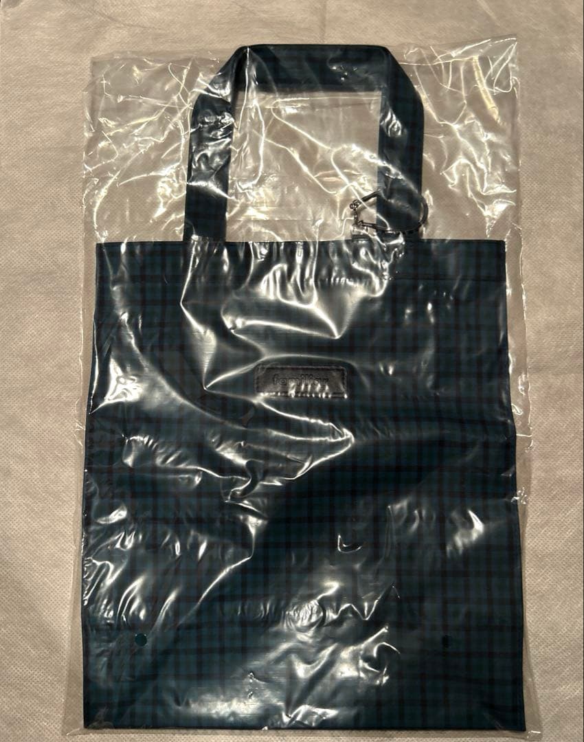 ファミリア チェック トート バッグ 青系