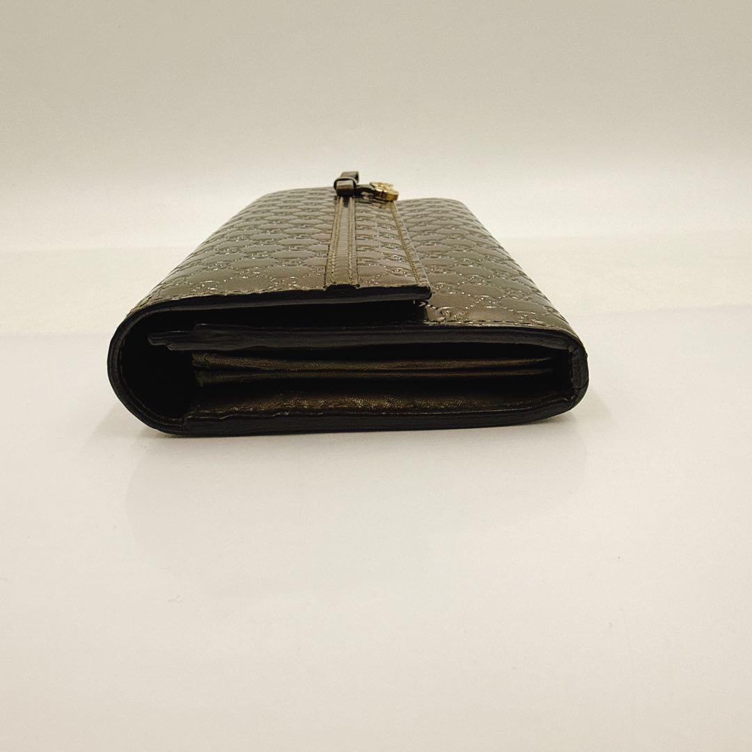 GUCCI グッチ 長財布 マイクロGG パテントレザー リボン 253405