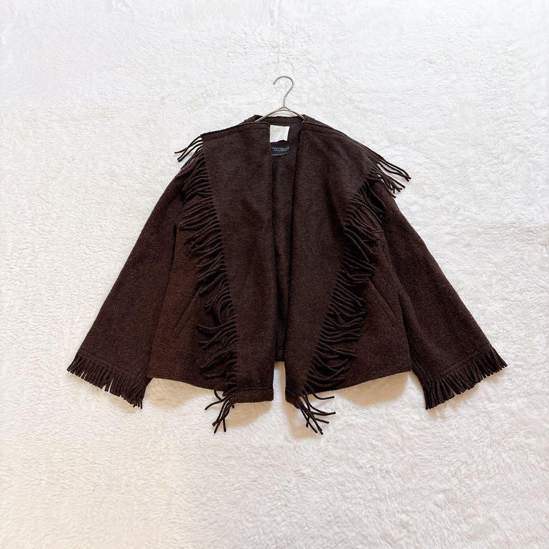 [超美品]Plage プラージュ フリンジ ポンチョ MANTECO社 ブラウン