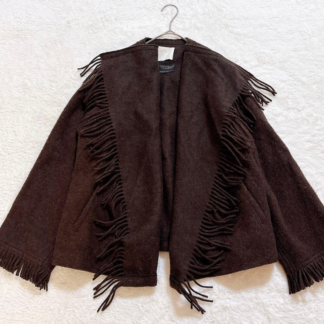 [超美品]Plage プラージュ フリンジ ポンチョ MANTECO社 ブラウン