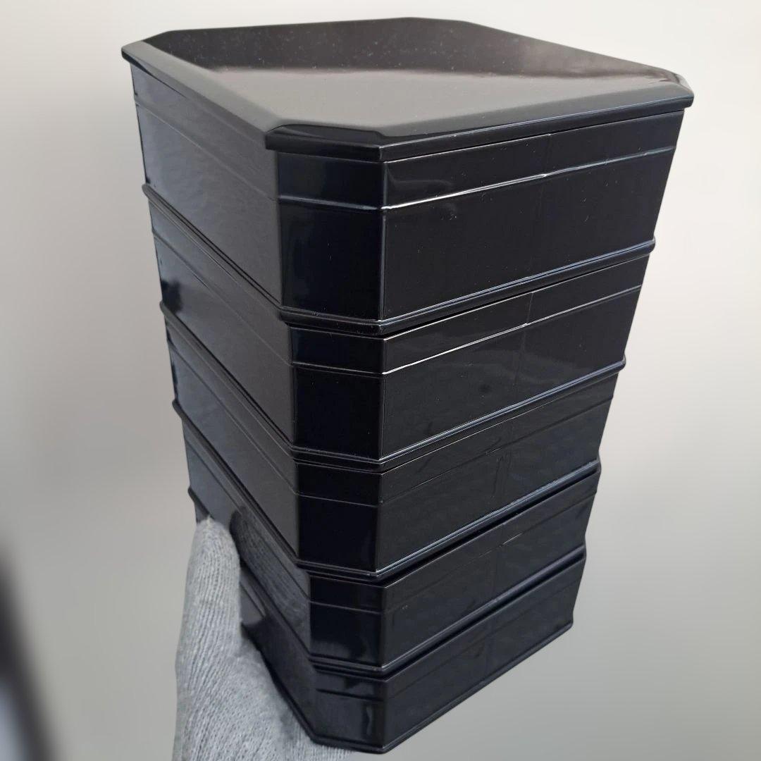 【輪島塗　5段\"縁高重】天然木製　真塗　㈱濱田屋　長期保管品