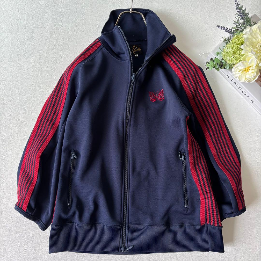 【美品】ニードルス トラックジャケット ネイビー 2 刺繍ロゴ 7分丈 永野芽郁