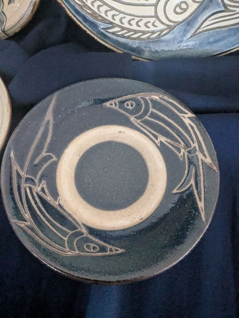 沖縄やちむんカップ＆ソーサーとお皿セット【金城敏男氏・宮城須美子氏作】