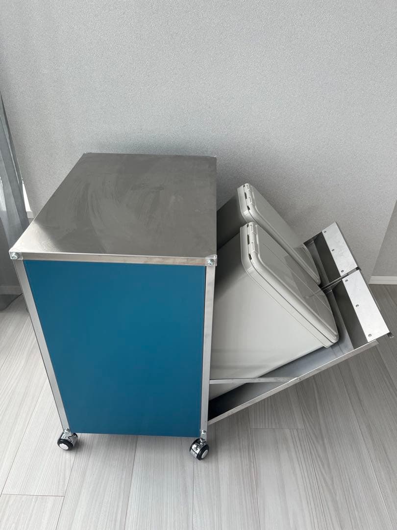 ★最終値下げ★ディノス ステンレス製ダストボックスワゴン 2分別タイプ　ゴミ箱