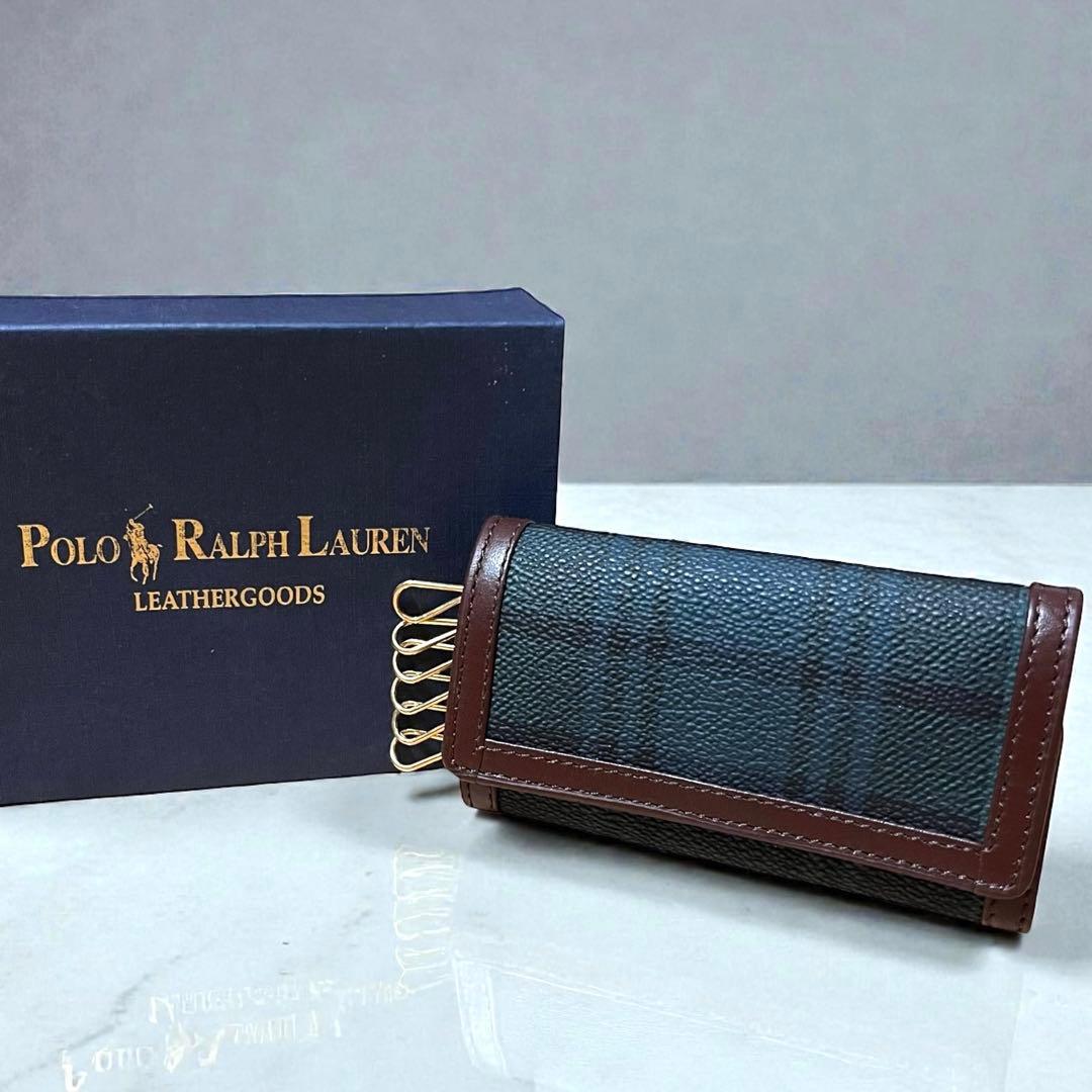 未使用✨ポロラルフローレン　6連キーケース　箱入り　チェック　レザー