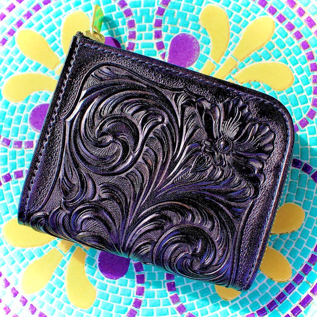 L字ファスナーウォレット 【カービング /オールブラック】