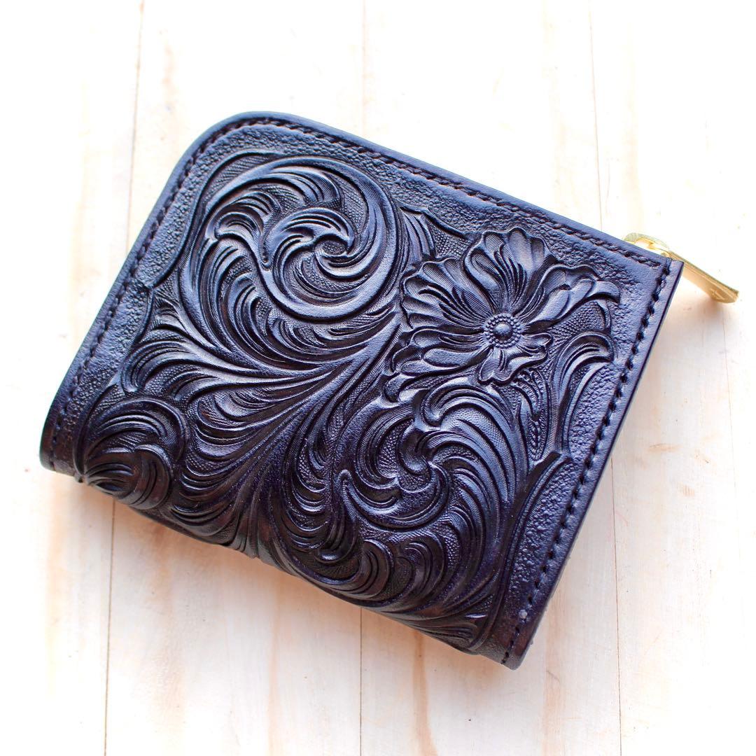 L字ファスナーウォレット 【カービング /オールブラック】