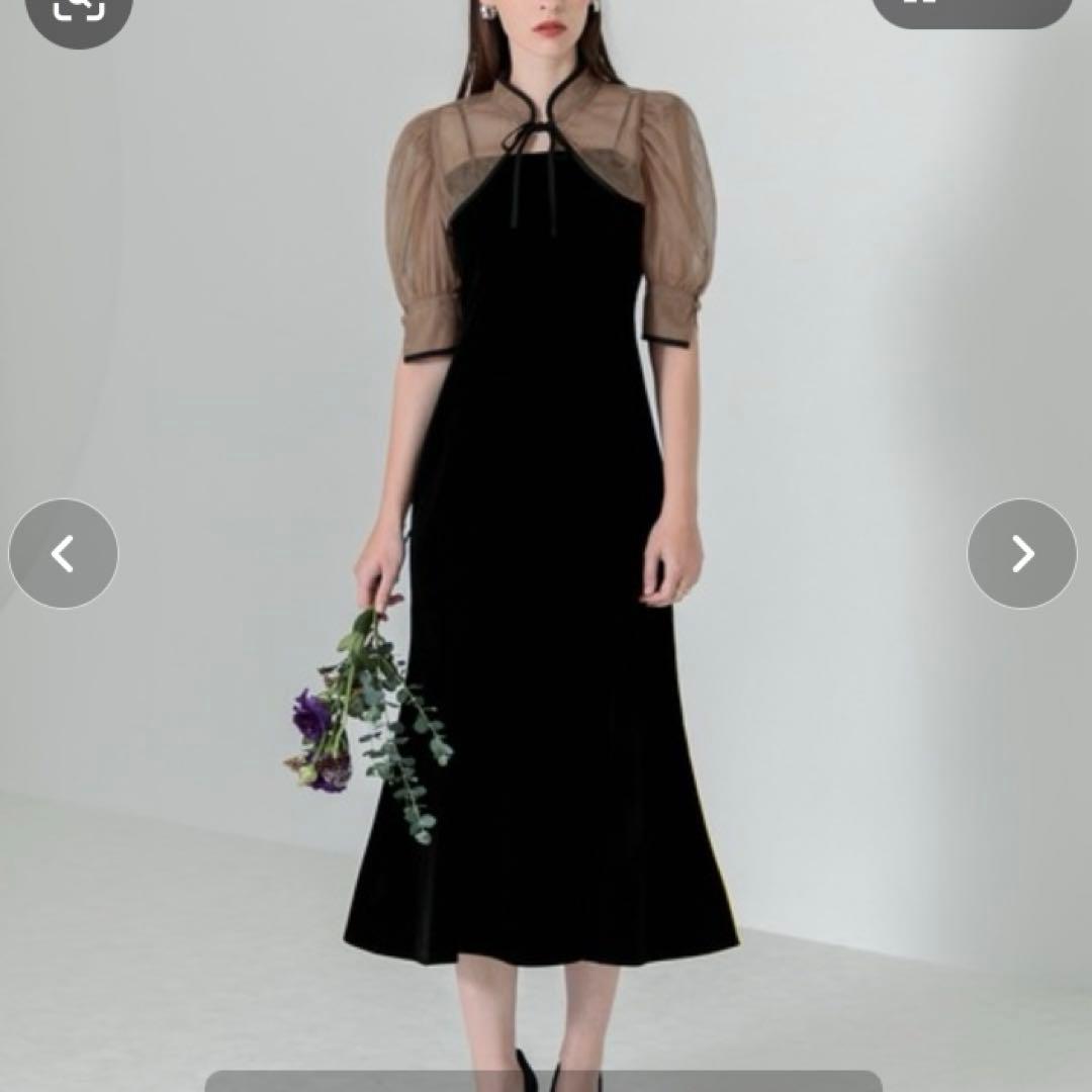 SALE✨レジャ 花柄ボレロマーメイドワンピース セットアップ ブラック S