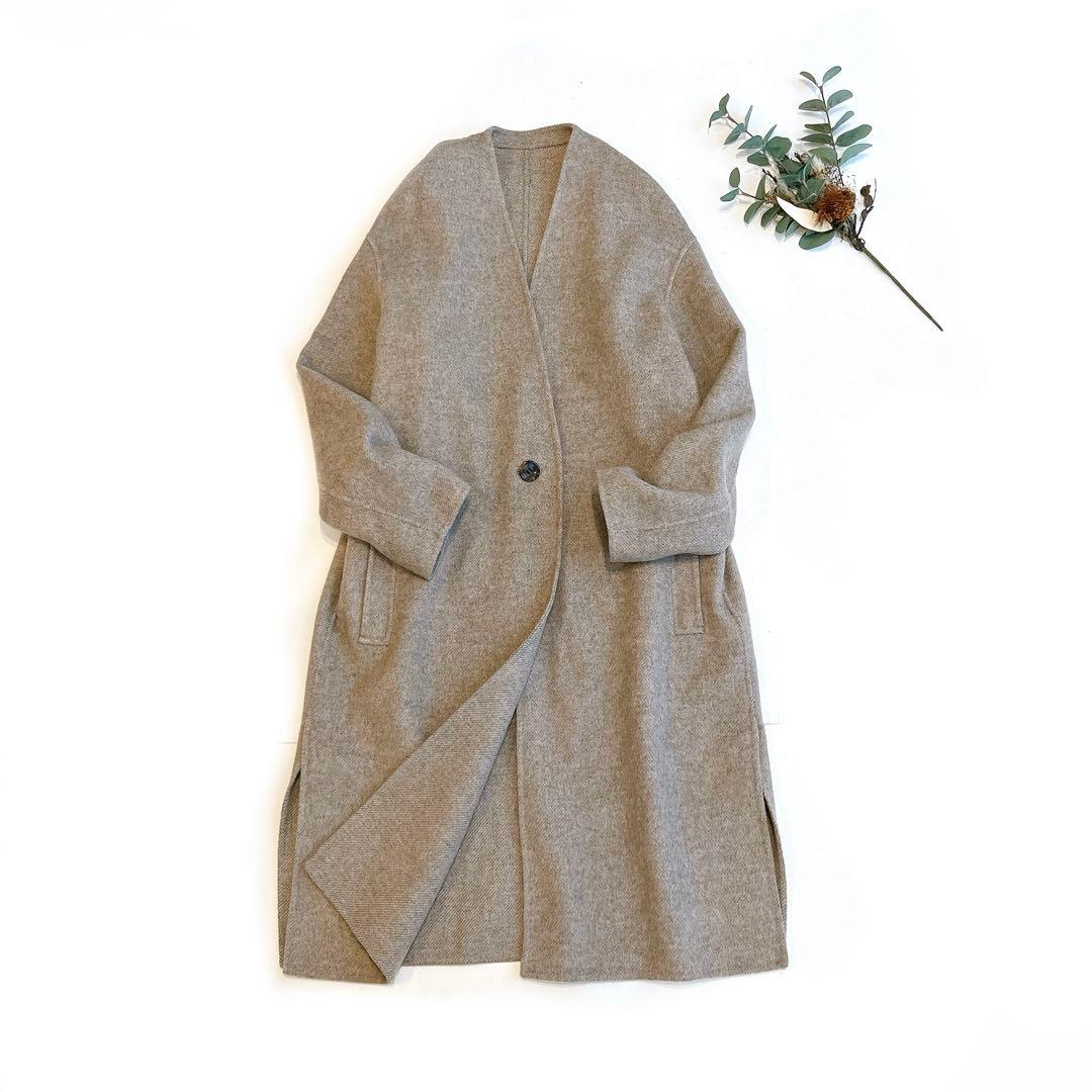 専用です　23区 ウールリバーツイルノーカラーコート　ロングコート　36