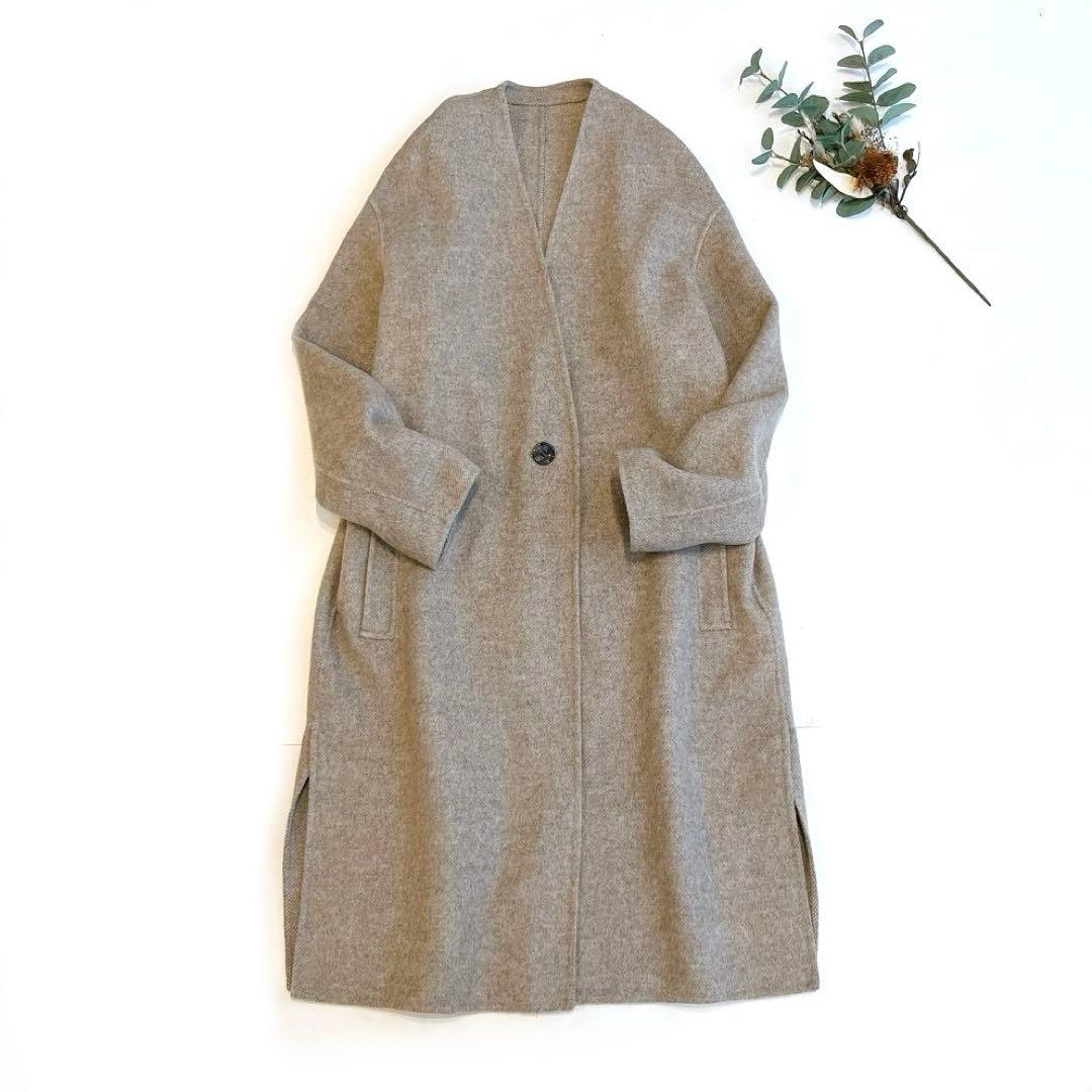 専用です　23区 ウールリバーツイルノーカラーコート　ロングコート　36