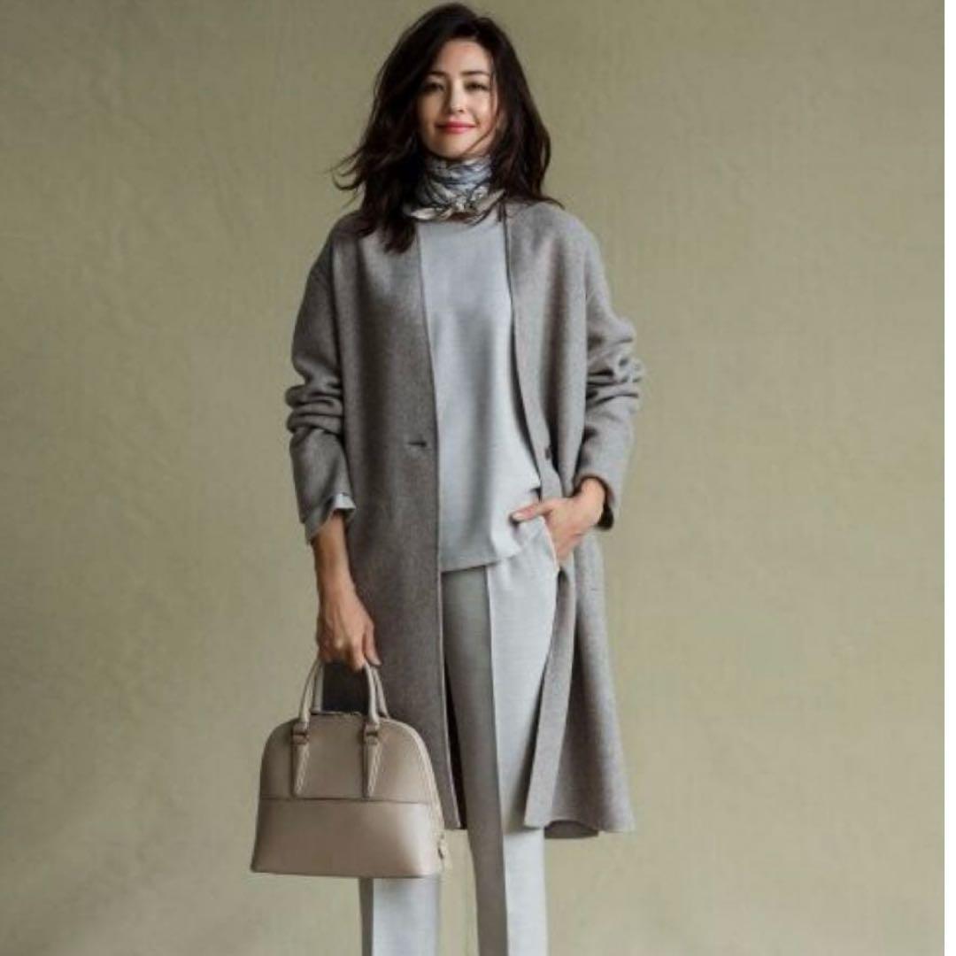 専用です　23区 ウールリバーツイルノーカラーコート　ロングコート　36