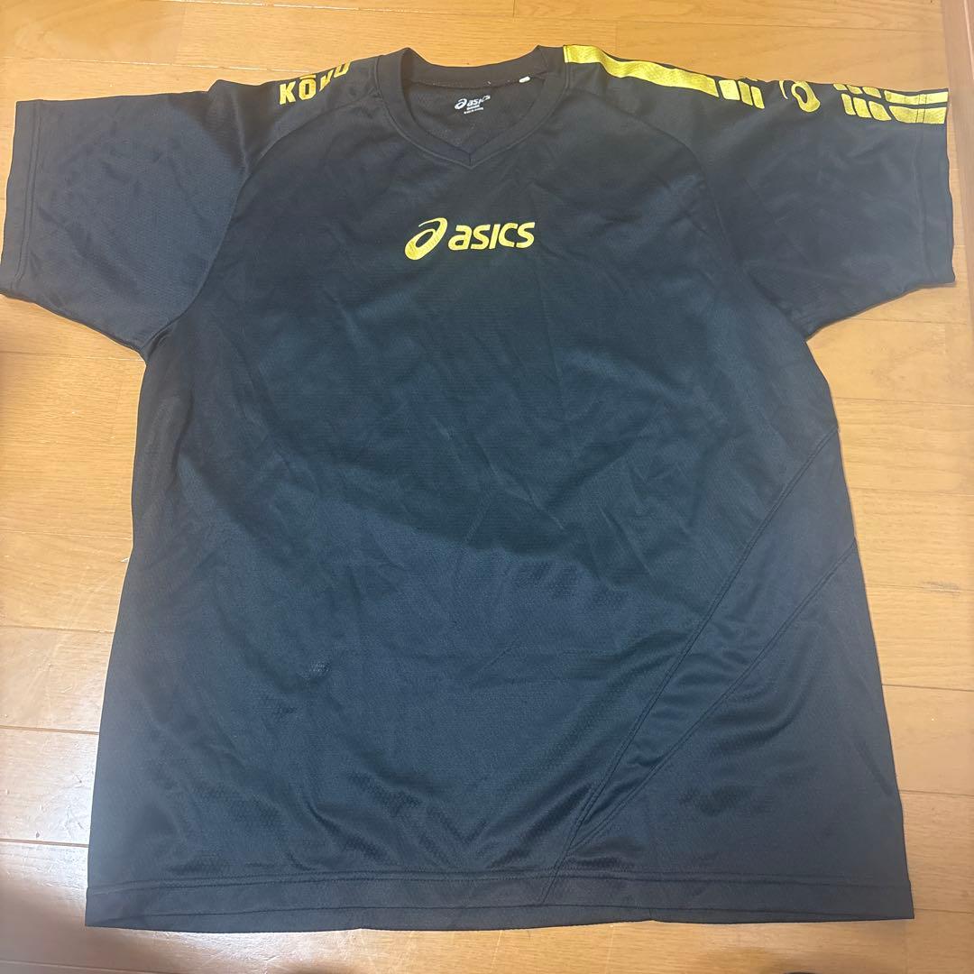 日本航空高校　asics バレーボールシャツ 2XO ブラック