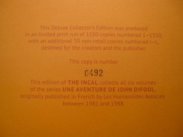 THE INCAL　Alejandro Jodorowsky　限定1550部